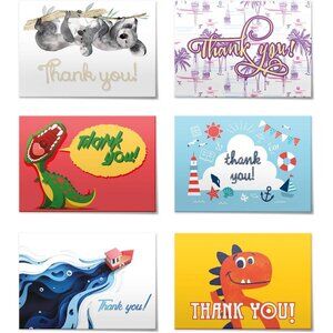 (24pcs) Thank You Cards Set, Includes Blank Cards & Envelopes with Stickers, 4x6